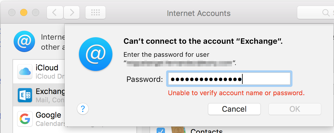change my password in outlook for a mac